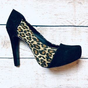 BCBGeneration Leopard/ Black Platform Heel